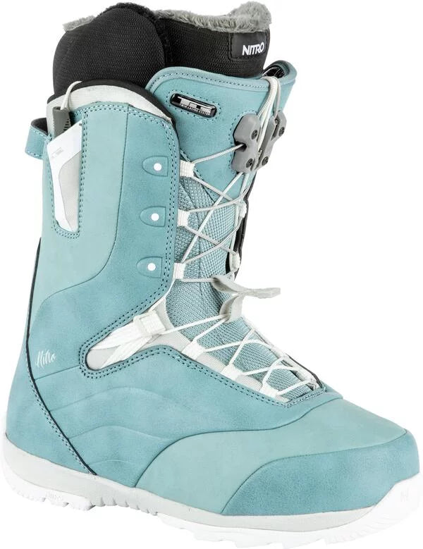 Nitro Women's 2024 Crown TLS Snowboard Boots - Lightweight & Comfortable Blue Snowboard Boots for All-Mountain Riding | Perfect for Freestyle & Park Snowboarding