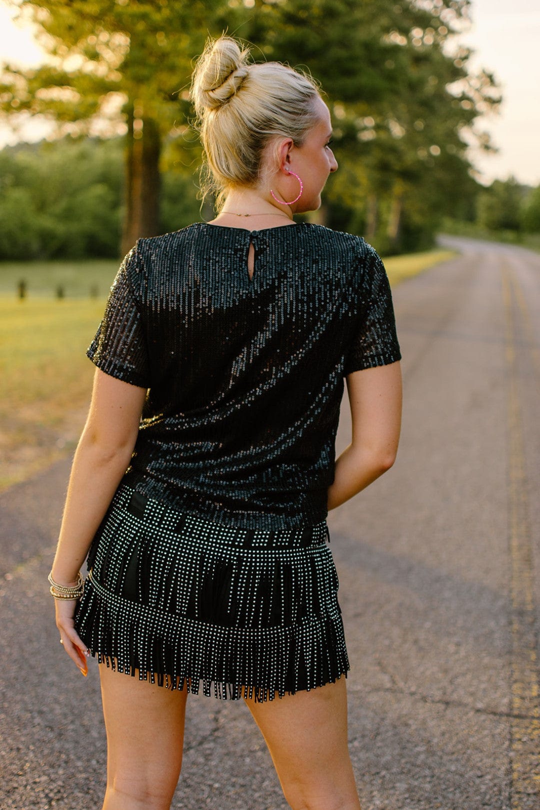 Sparkly Black Sequin Cap Sleeve Top for Women - Party Wear, Club Outfit, Evening Blouse for Special Occasions