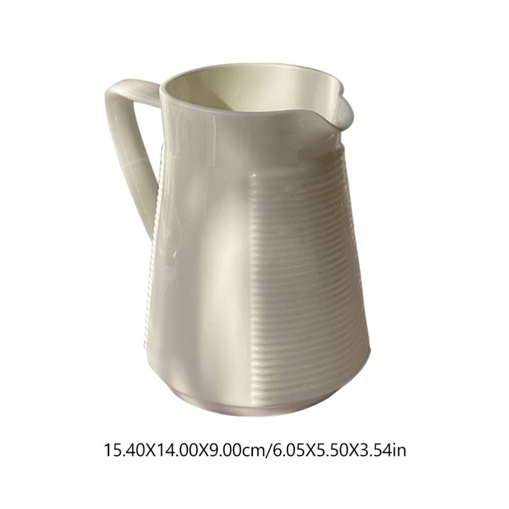 Cabilock White Ceramic Pitcher with Lid - 550ML Farmhouse Style Porcelain Water Pitcher for Serving, Kitchen Utensil Holder & Decorative Vase - Perfect for Iced Tea, Lemonade, Milk & Home Decor