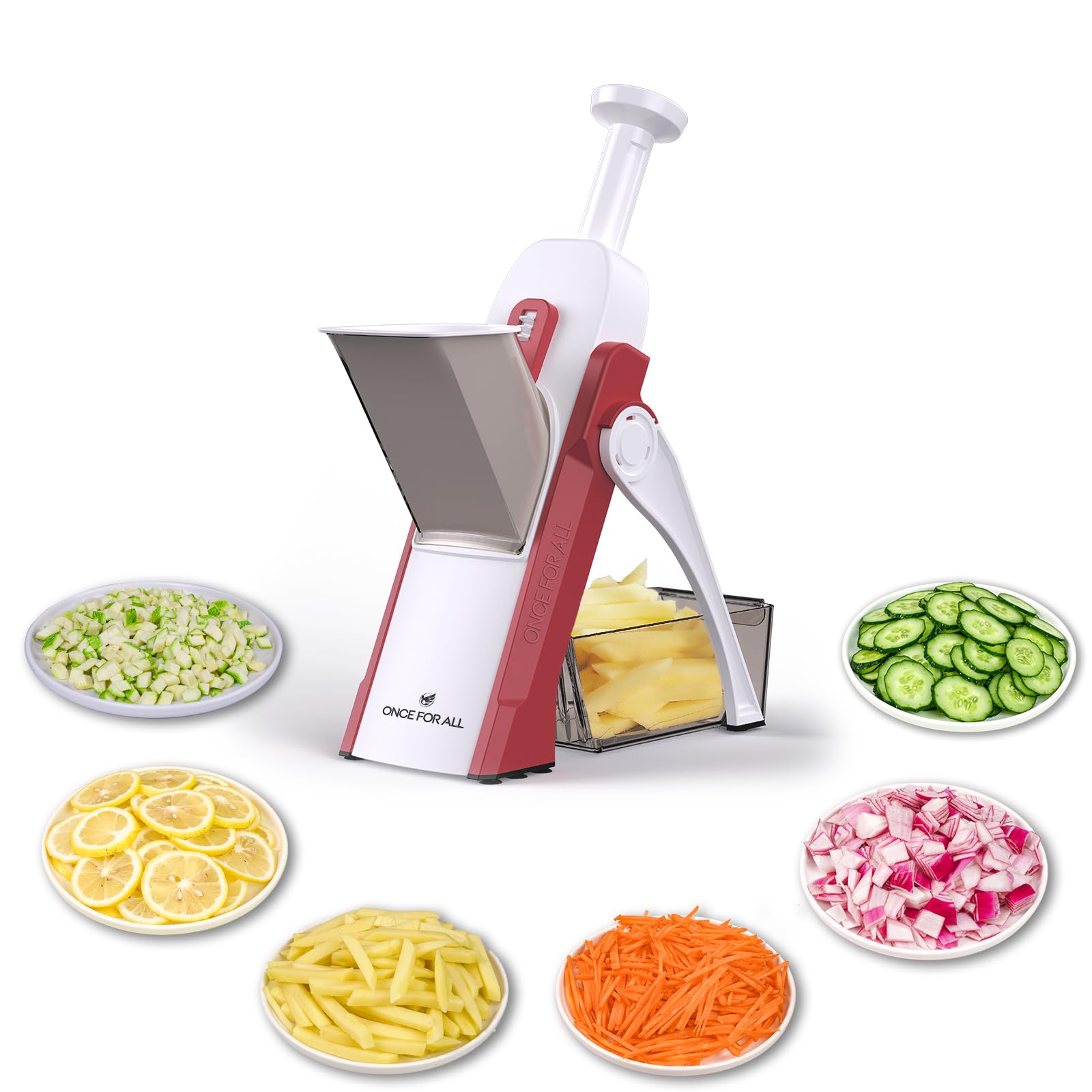 ONCE FOR ALL Mandoline Vegetable Slicer - Stainless Steel Manual Kitchen Slicer for Julienne, Cubes, Fries | Perfect for Potatoes, Carrots, Cucumbers & More | Ideal for Meal Prep, Salads & Healthy Cooking