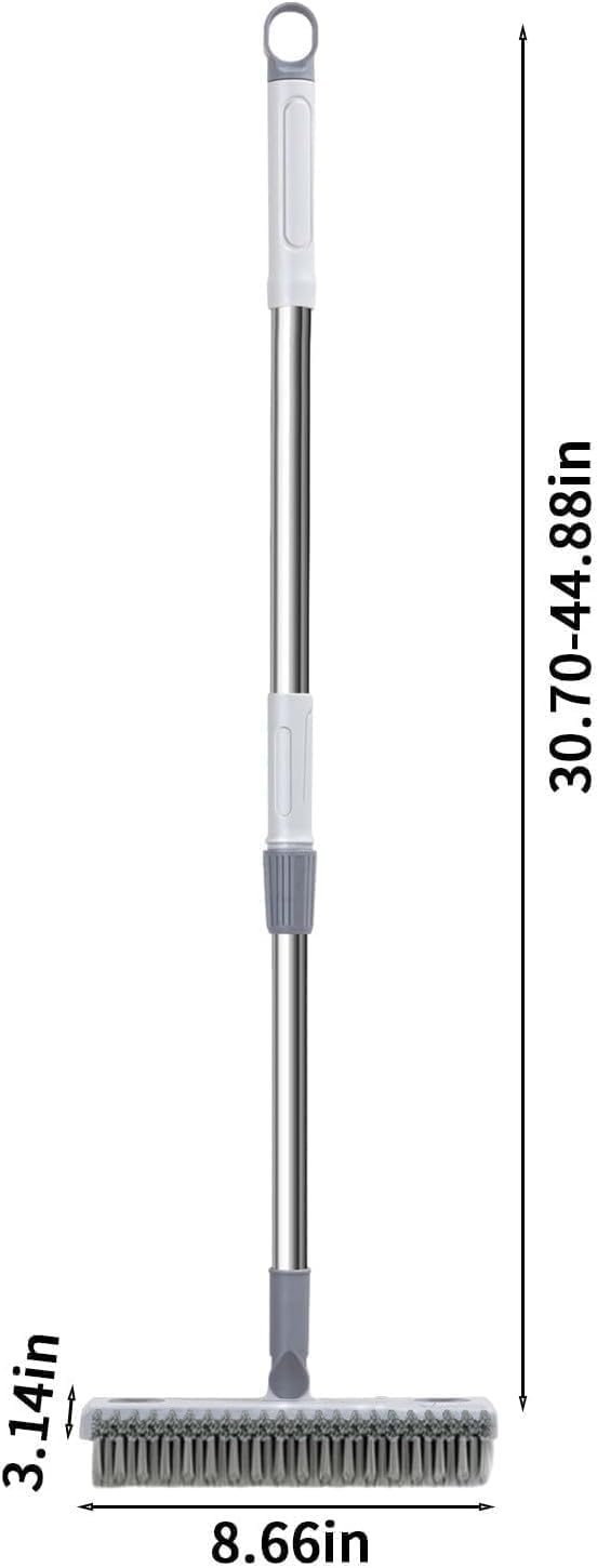 WAZDORF 3-in-1 Bathroom Cleaning Brush with Wiper and Long Handle - 180° Rotating Floor Scrubber for Tile Floors, Kitchen & Bathroom Cleaning Tools | Perfect for Shower Tiles, Bathtubs, Sinks and Hard-to-Reach Corners