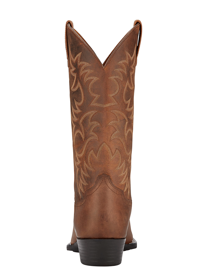 Ariat Men's Heritage R Toe Western Boots - Distressed Brown Leather Cowboy Boots for Riding, Work & Country Style Fashion