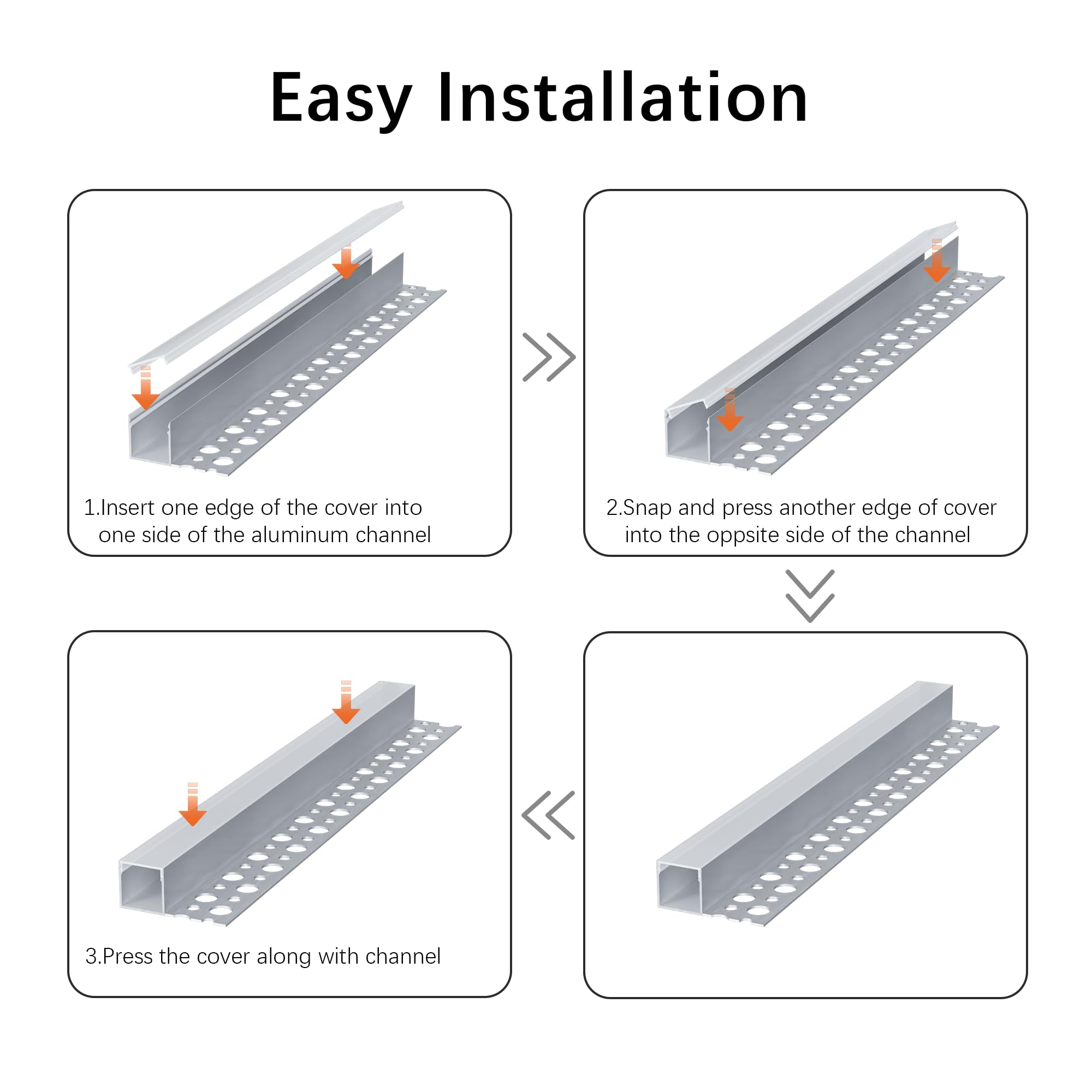 10 Pack 2m/6.6ft LED Strip Light Diffuser Channel - Aluminum Trimless Recessed Drywall Profile with Milky Cover & End Caps for Wall & Ceiling Lighting - Perfect for Home, Kitchen, Bedroom, and Office Decor