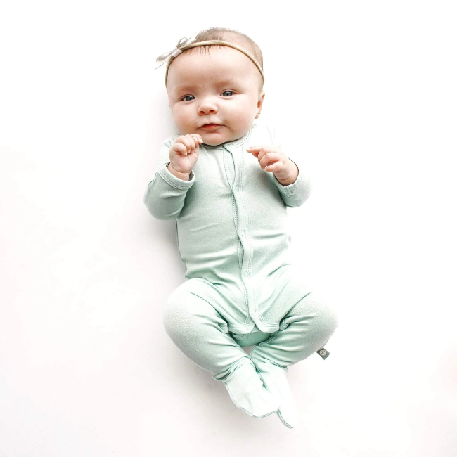 Kyte Baby Organic Cotton Snap Footie Pajamas - Sage Green | Soft & Cozy Baby Sleepwear for Newborns & Infants | Perfect for Nighttime & Naptime Comfort