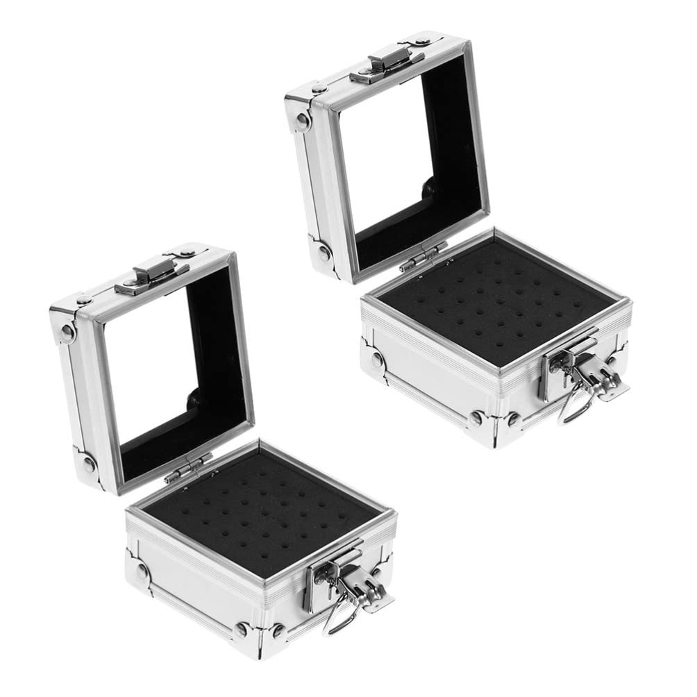 2PCS Aluminum Nail Drill Bit Holder Organizer with Multiple Slots - Portable Nail File Storage Box for Professional & Home Manicure - Perfect for Nail Salons, DIY Nail Art, and Travel Nail Kits