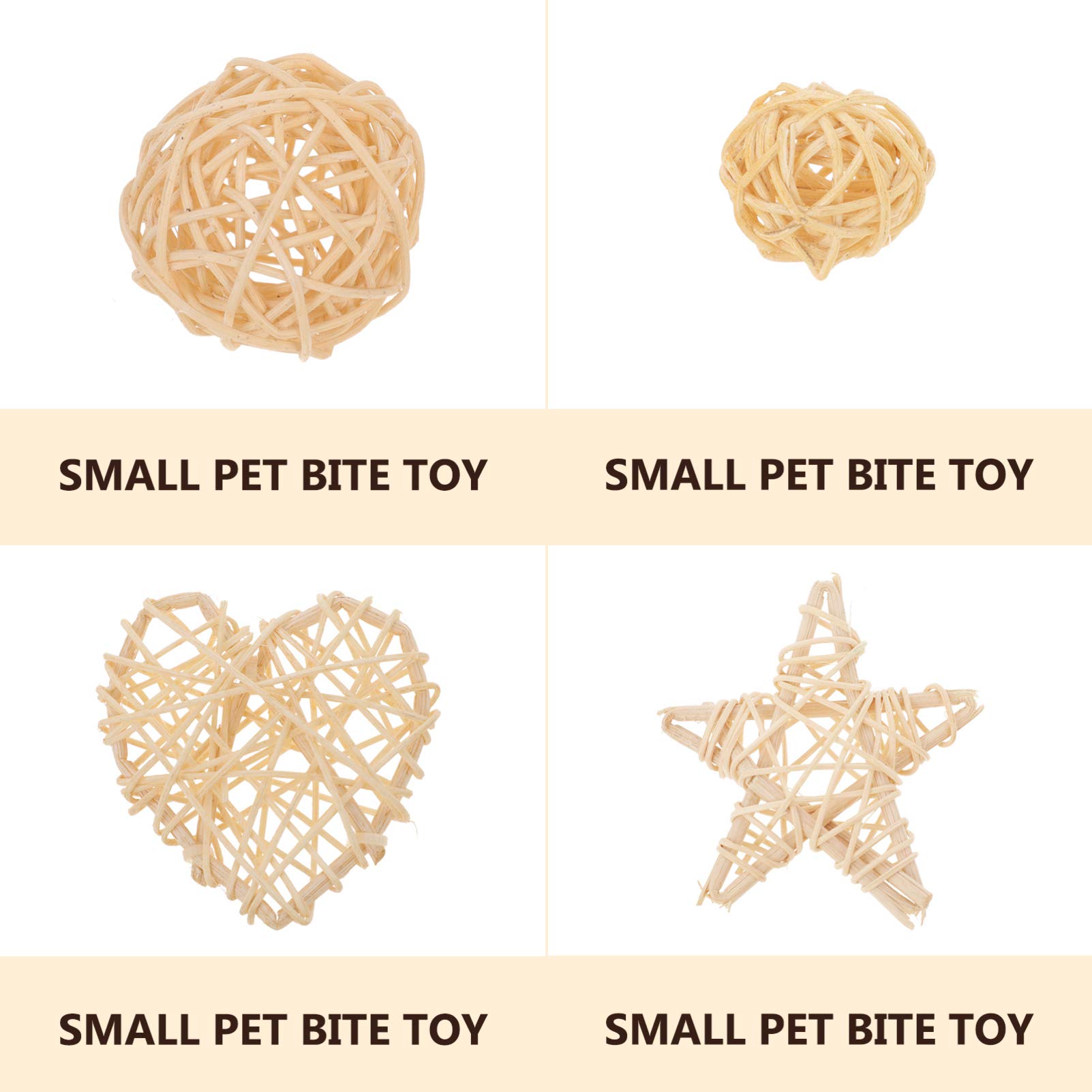 **POPETPOP 8-Piece Pet Teething Takraw Ball Set - Hamster, Rabbit, Rat Chew Toys for Small Pets - Natural Rattan Molar & Exercise Toys for Bunnies, Rodents - Perfect for Cage Decor & Stress Relief**    *(Ideal for teething, playtime, and keeping small pets active and entertained!)*