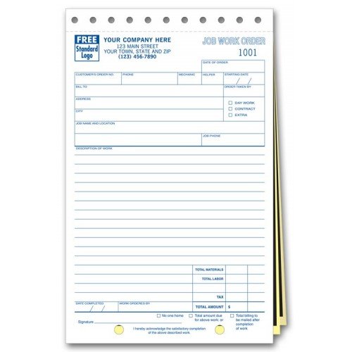 Carbon Copy Job Work Orders - 2-Part NCR Forms for Office, Restaurant, and Retail Use | Durable and Efficient Business Forms