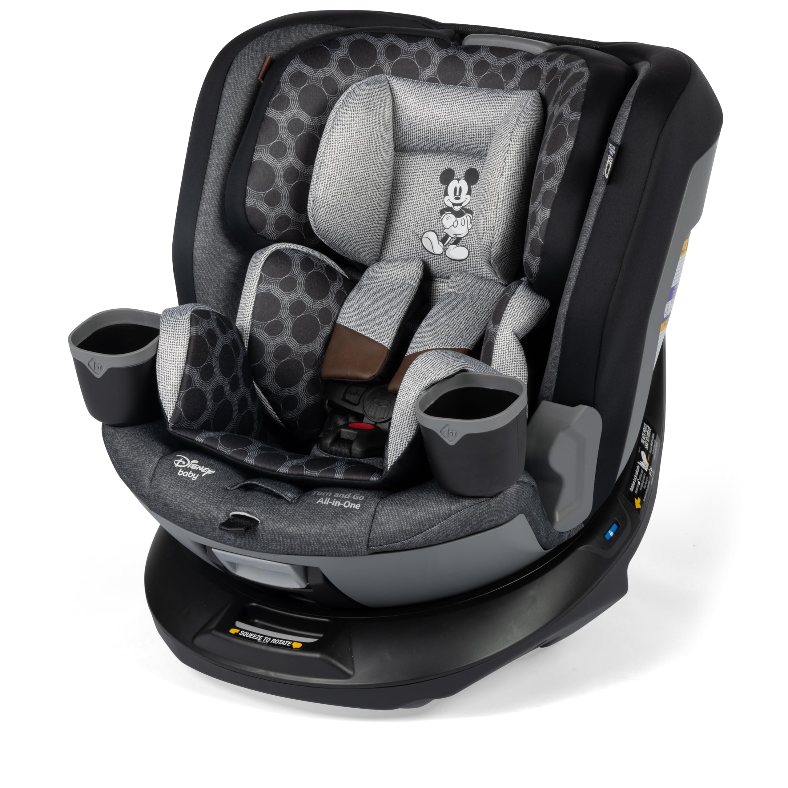 Disney Baby Turn and Go 360 Rotating All-in-One Convertible Car Seat - Vintage Mickey Mouse Design | Safe & Comfortable for Infants to Toddlers | Perfect for Travel, Daily Commute & Family Road Trips