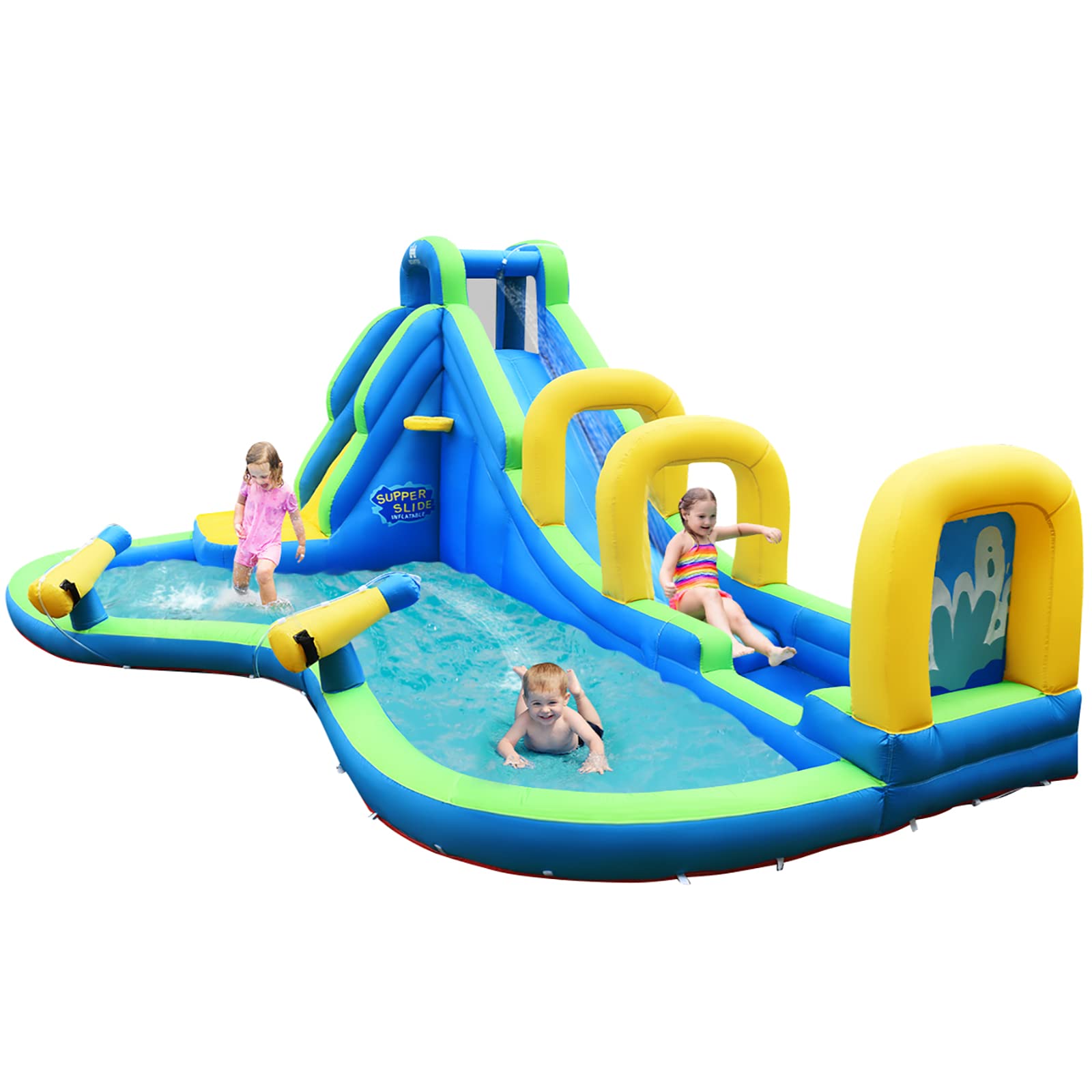 BOUNTECH 16x12FT Inflatable Water Slide for Kids & Adults - Mega Backyard Waterslide Park with Adventure Slide, Splash Pool & Climbing Wall - Outdoor Summer Party Toy for Birthday, BBQ & Family Gatherings