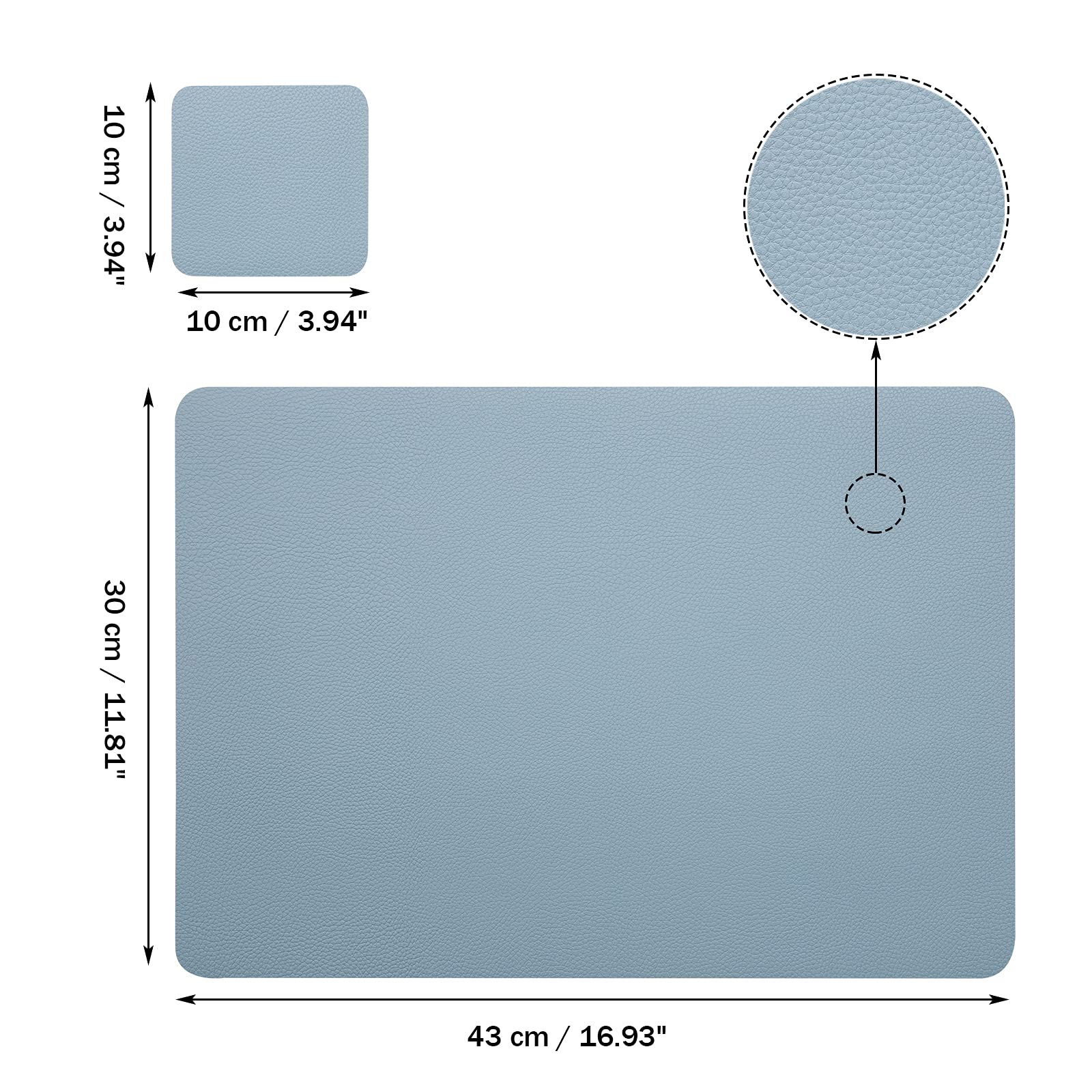 Myir JUN 6-Piece Faux Leather Placemats & Coasters Set - Dual-Sided, Stain-Resistant Table Mats for Dining Room - Camel Yellow & Light Blue - Perfect for Dinner Parties, Home Decor, and Daily Use
