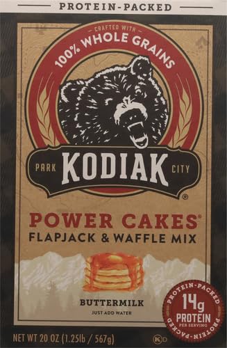Kodiak Power Cakes Flapjack & Waffle Mix - 20oz | High Protein Pancake Mix for Breakfast, Camping & Fitness | Easy to Make, Healthy & Delicious