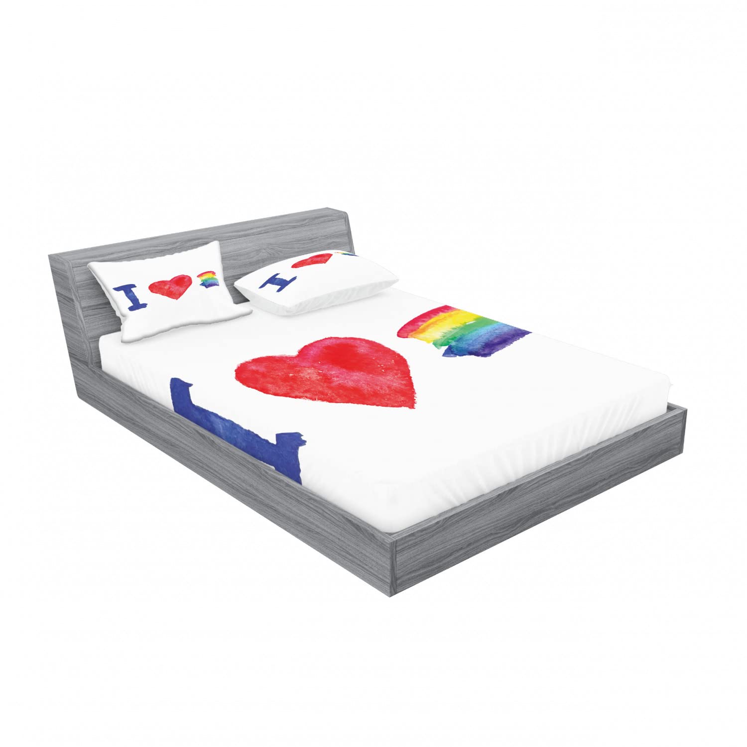 Ambesonne Rainbow 2-Piece Queen Size Fitted Sheet Set with 4 Pillow Shams - Vibrant Pride Art Bedding Collection for LGBTQ+ Themed Bedroom Decor | Perfect for Pride Month, Guest Rooms & Dorm Essentials