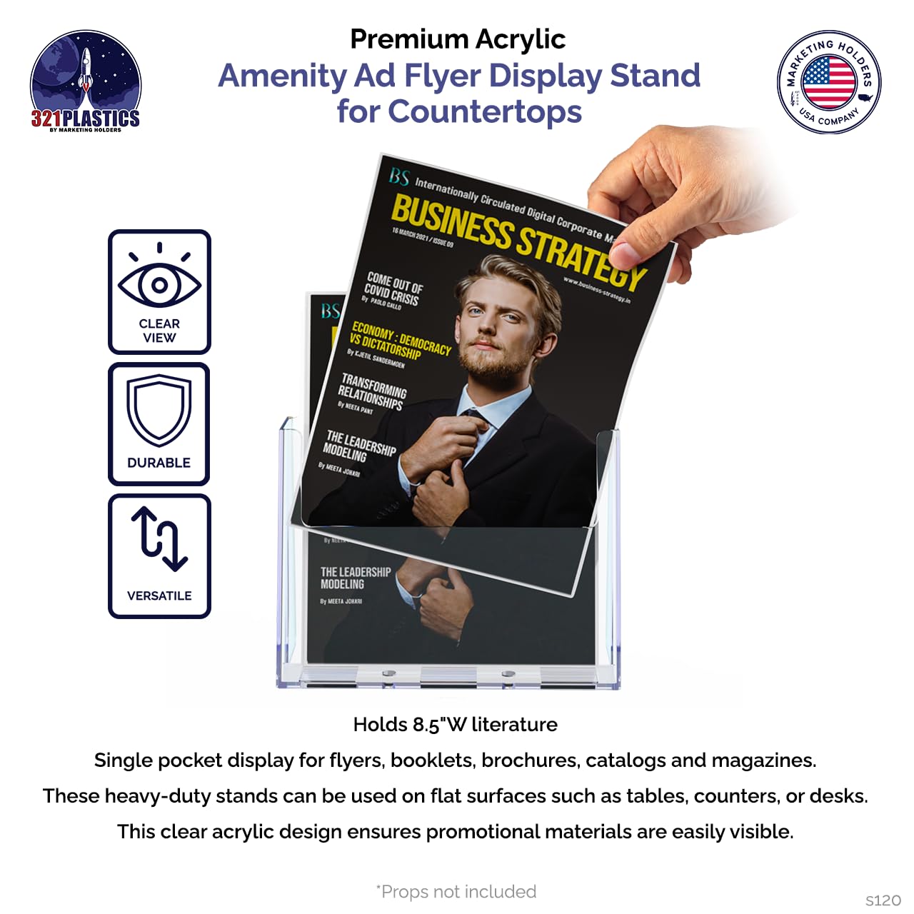 4 Pack Clear Acrylic Brochure Holders - 8.5