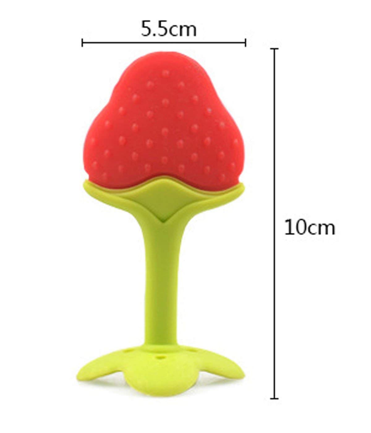 Kritiu BPA-Free Silicone Teether & Baby Spoon Set - Safe Infant Teething Toys & Feeding Utensils for Babies 6+ Months (Red & Pink) - Perfect for Soothing Sore Gums & Introducing Solid Foods