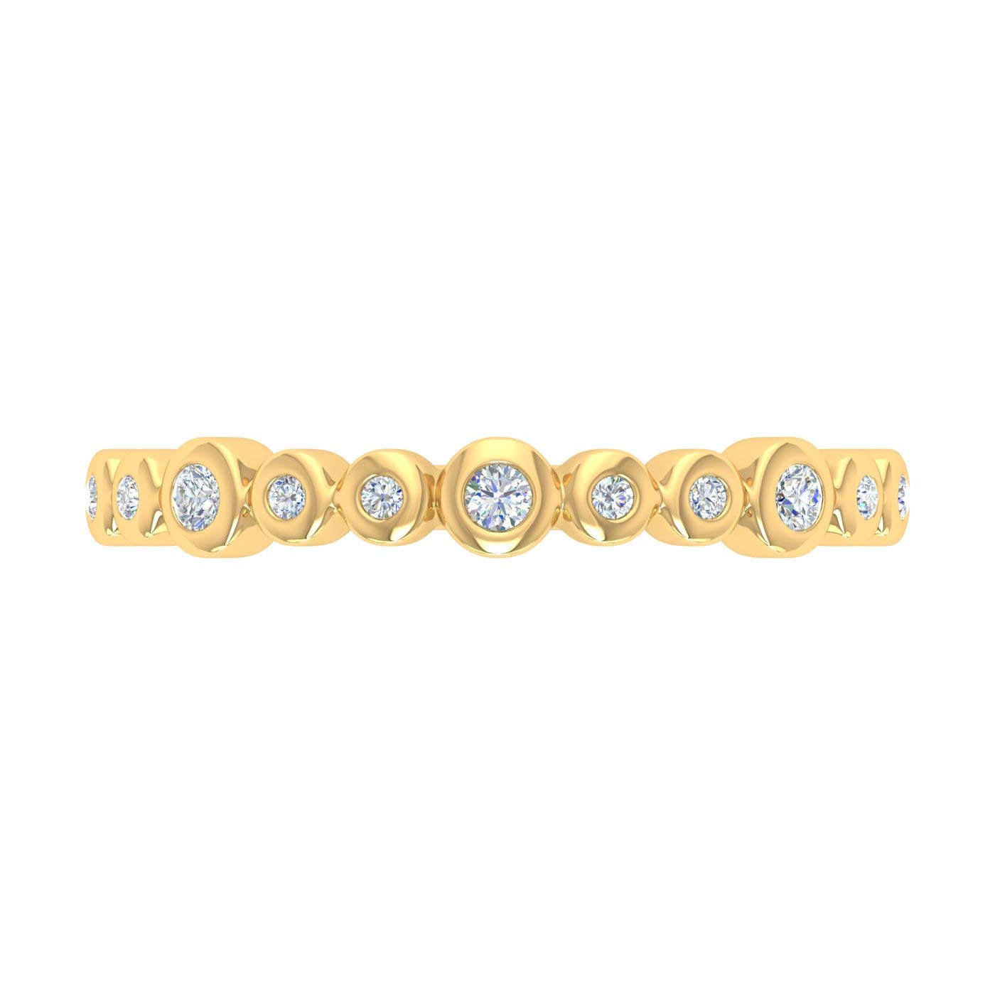 1/5 Carat Bezel Set Diamond Wedding Band Ring in 10K Gold - Elegant & Durable for Women's Engagement, Anniversary & Bridal Jewelry Gifts
