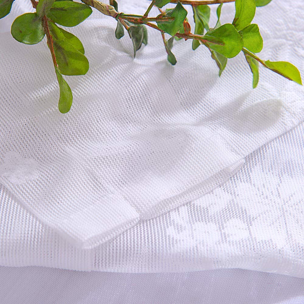 Sheer Lace Half Window Curtains 36x18 Inch - Elegant White Semi-Transparent Cafe Curtains for Kitchen, Living Room, Bedroom & Restaurant Decor - Perfect for Small Windows & Privacy Sheers