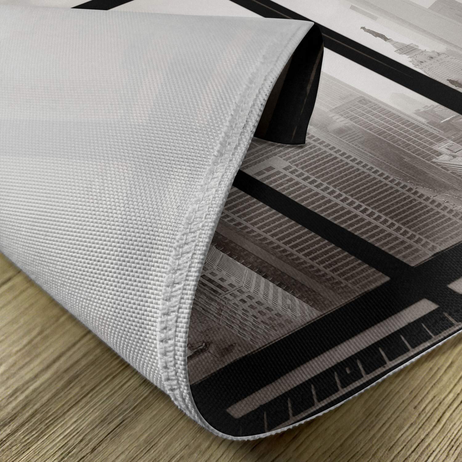 Ambesonne Philadelphia Skyline Placemats Set of 4 - Window View Cityscape Design, Washable Fabric Table Mats for Dining, Standard Size Gray Black - Perfect for Home Decor & Dinner Parties