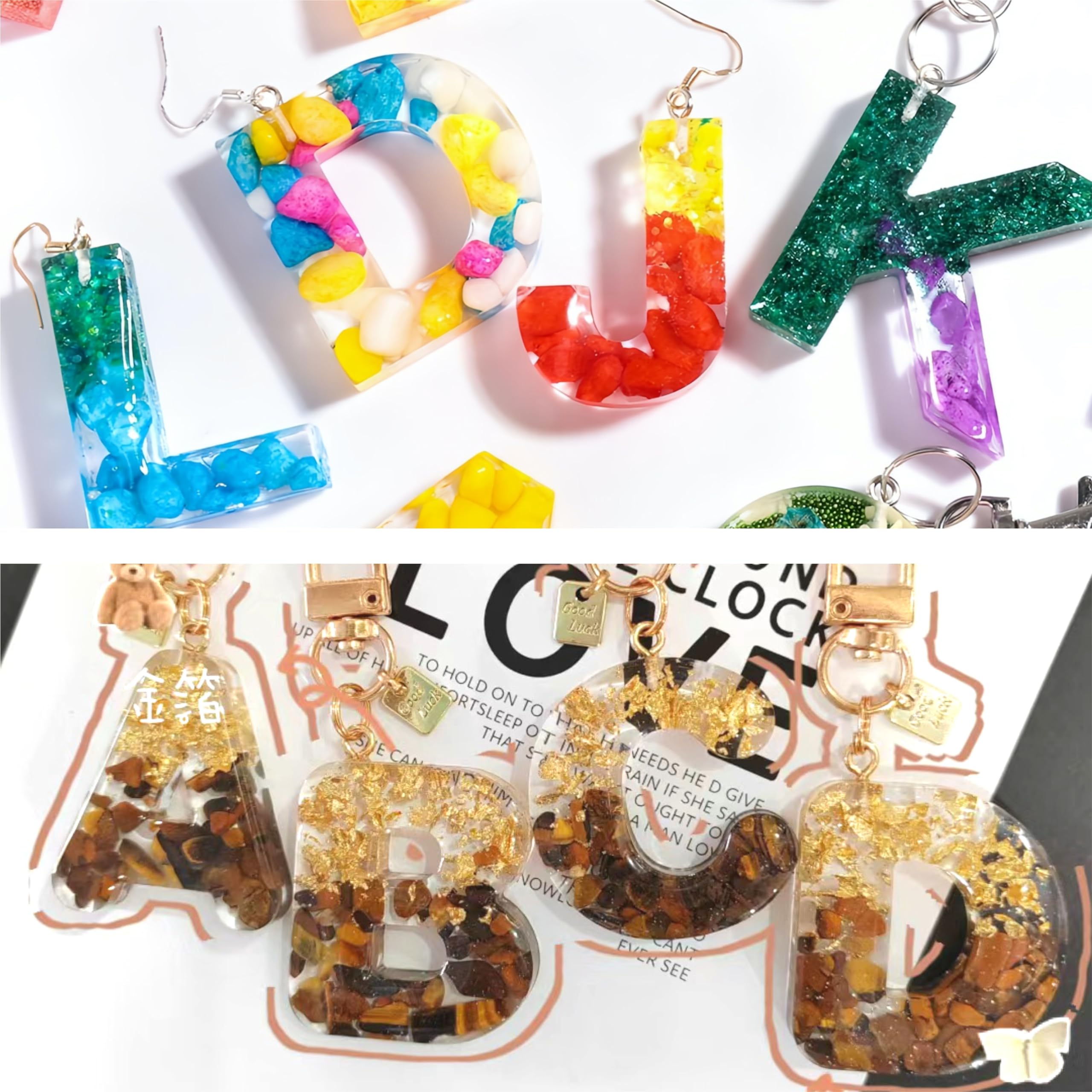 Premium Silicone Resin Molds for Epoxy Casting - DIY Alphabet, Number & Keychain Molds Kit - Reversible Letter Molds for Jewelry, Crafts & Home Decor Projects