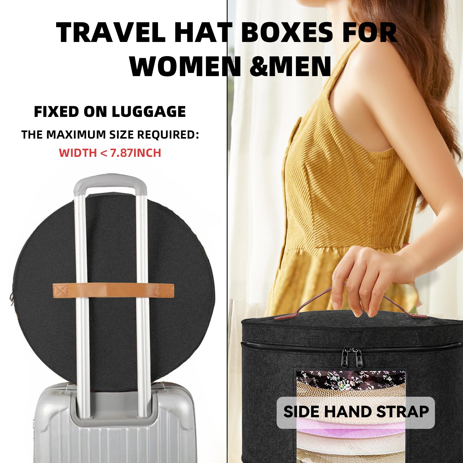 Premium Hat Storage Box for Women & Men - Foldable Round Hat Organizer for Travel, Cowboy Hats, Baseball Caps, Panama & Tweed Hats - Large Durable Hat Box with Animal Print - Perfect for Closet Organization & Gift Packaging