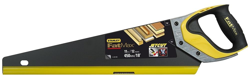 Stanley 450mm Fine-Cut Handsaw with 1mm Blade & 11 TPI - Professional Woodworking Tool for Carpentry, DIY Projects, and Home Improvement