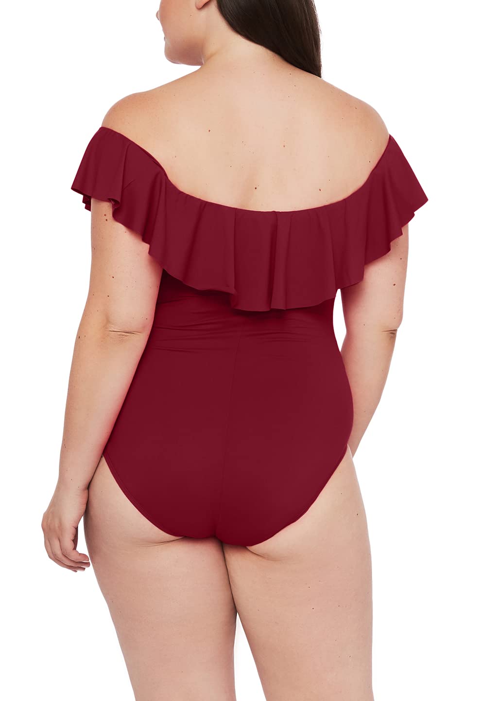 La Blanca Women's One Piece Swimsuit - Off Shoulder Ruffle Design, Island Goddess Style Bathing Suit for Beach Vacation & Pool Party