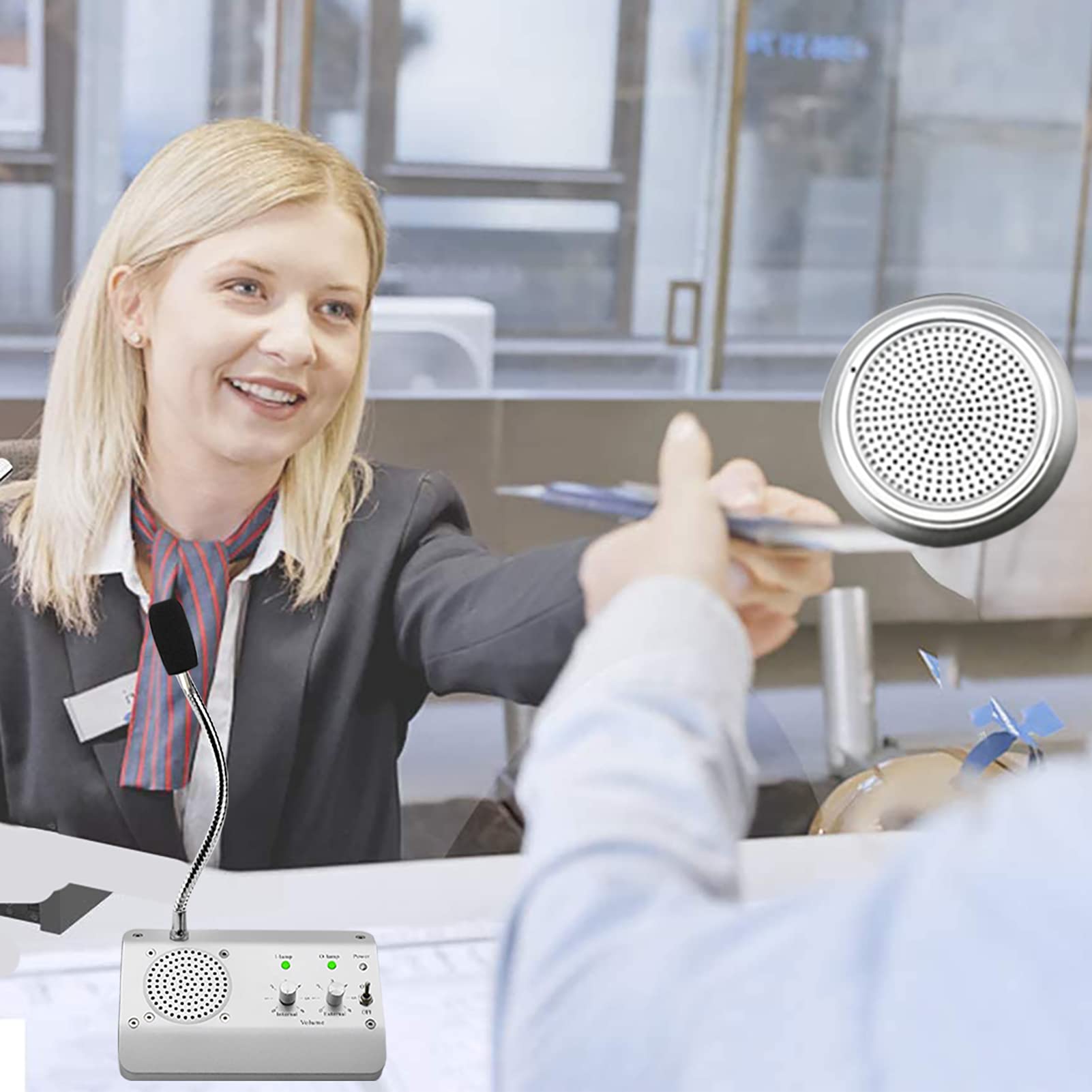 Dual Way Window Intercom Speaker System - Clear Communication for Business, Office, School, Bank & Public Spaces | Weatherproof Microphone with Noise Reduction for Drive-Thrus, Teller Windows & Security Counters