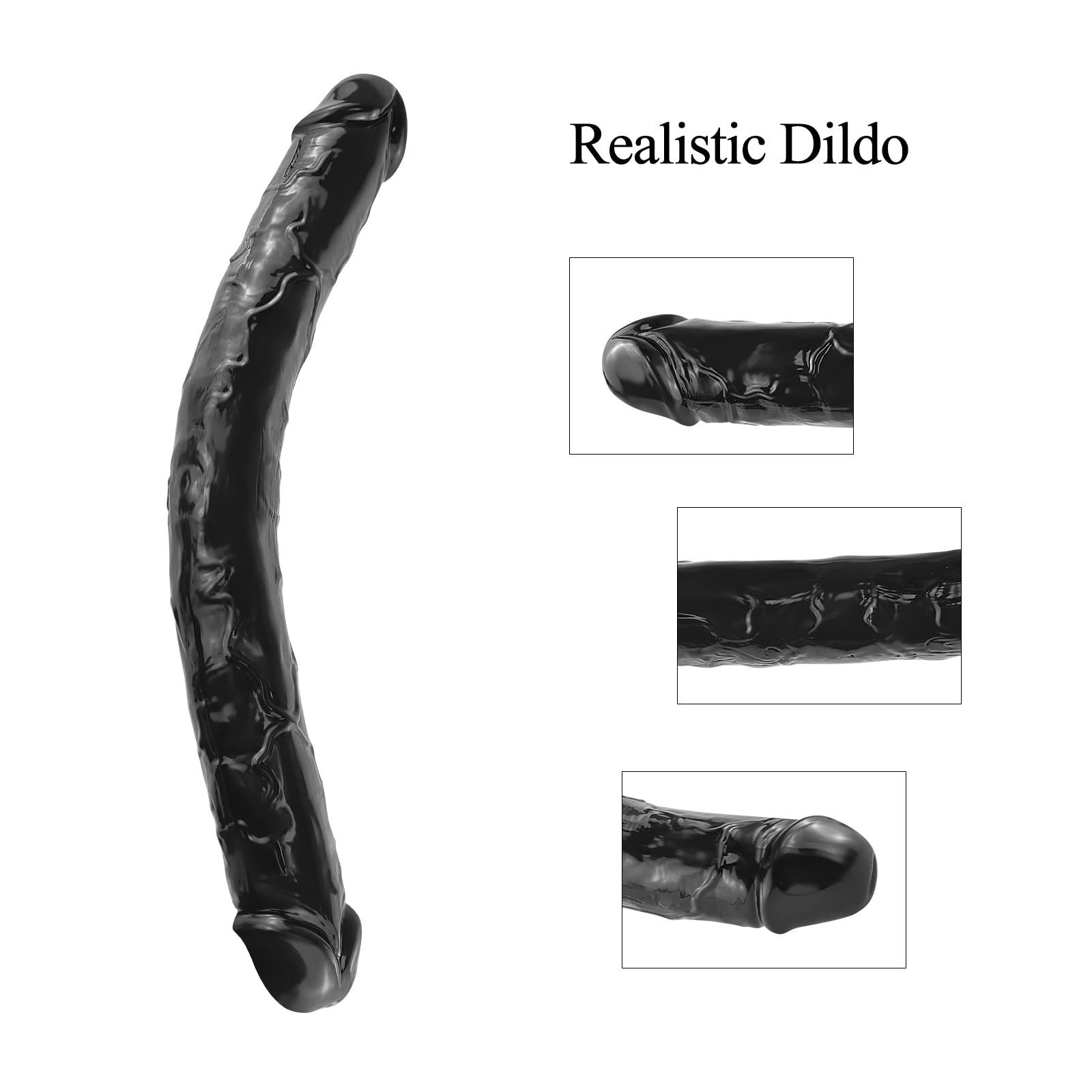13.4x1.5 Inch Flexible Double-Ended Dildo - Extra Long Black Adult Sex Toy for Couples & Lesbian Play - Perfect for Shared Pleasure & Strap-On Fun