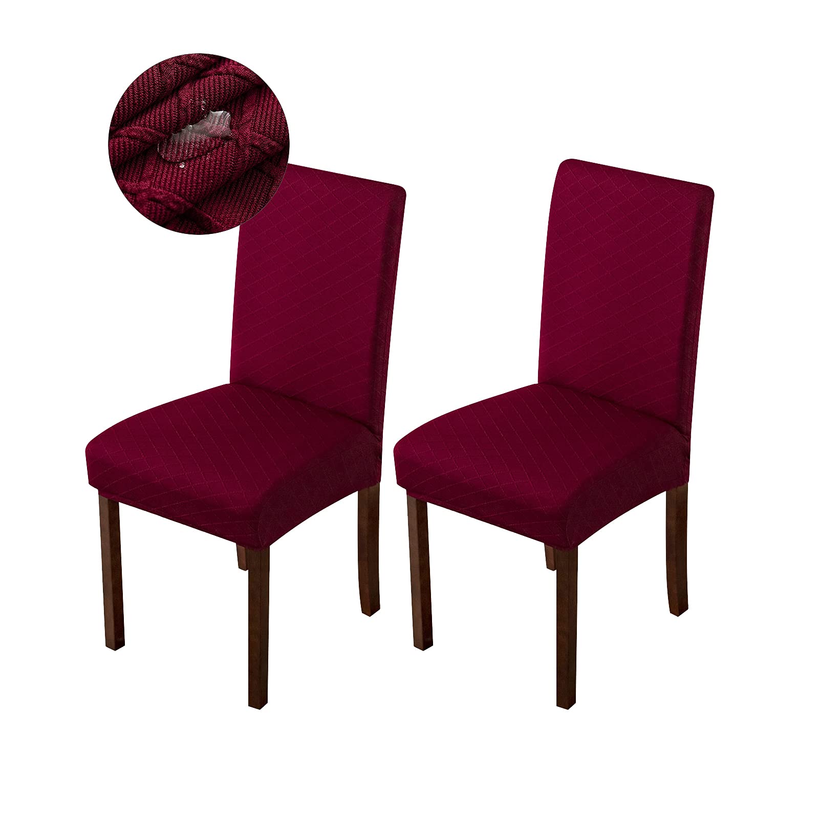 Waterproof Dining Chair Covers 2-Pack - Wine Red for Kitchen & Dining Room