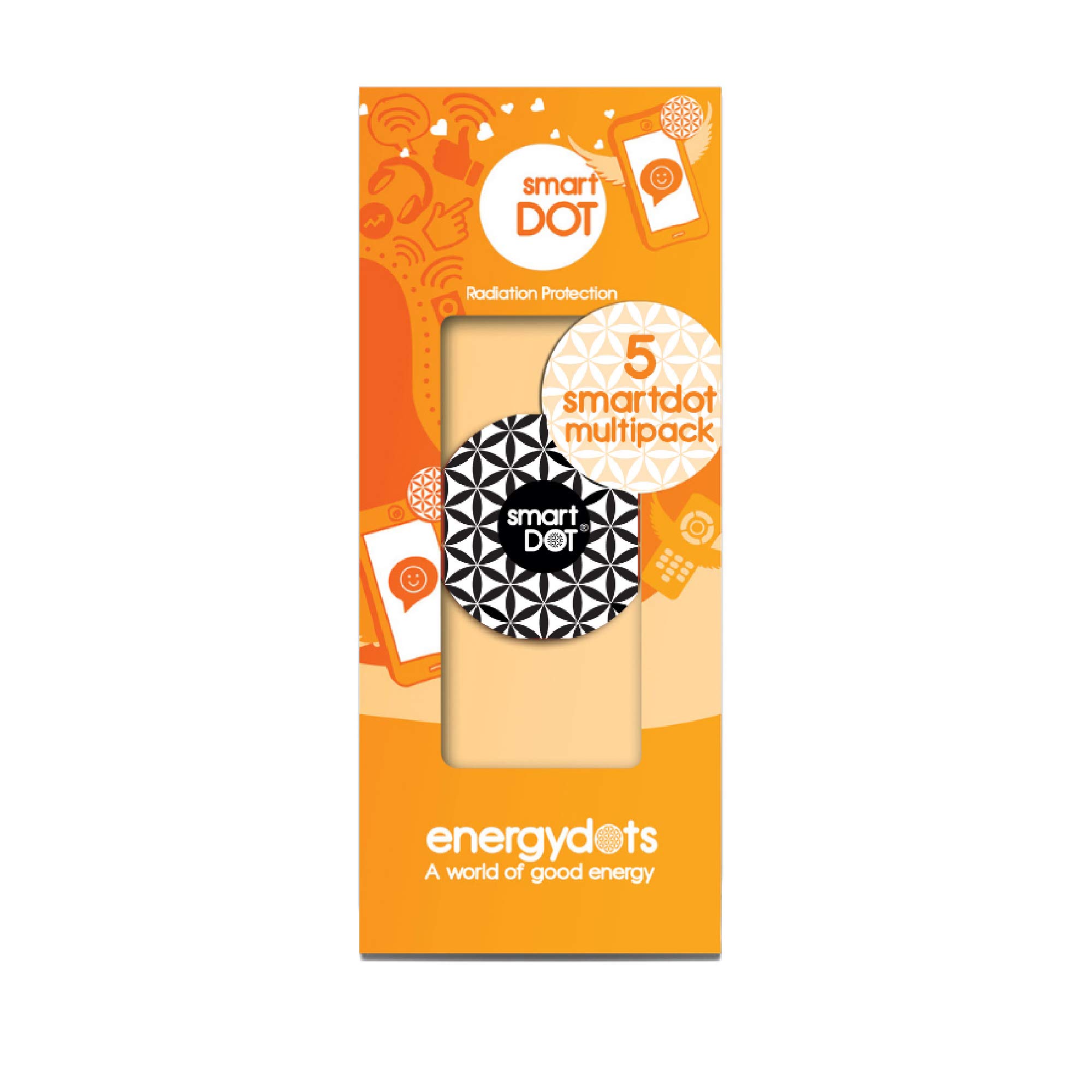 Energydots smartDOT EMF Protection for Cell Phones, Laptops & WiFi Routers - 5 Pack Black Dots to Reduce Electro-Stress from Wireless Devices | Perfect for Home, Office & Travel Use