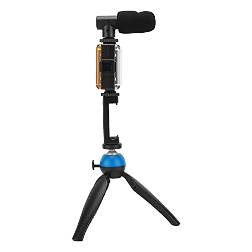 Portable Mobile Video Shooting Kit with Fill Light, Microphone & Tripod - Professional Vloging Kit for Smartphone Photography & Live Streaming (Blue) - Perfect for YouTube, TikTok & Social Media Content Creation