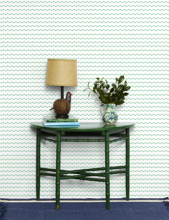 Kezmoh Zag Wallpaper by Wallshoppe - Mermaid Green Peel and Stick Removable Wallpaper for Bedroom, Living Room & Nursery Decor