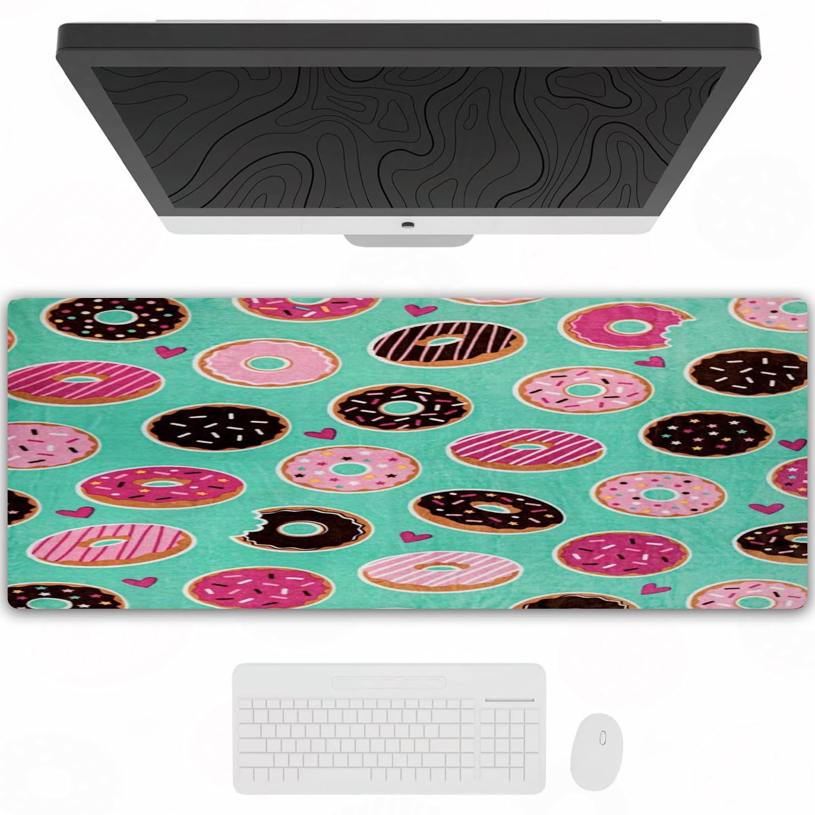 XXL Gaming Mouse Pad - Infinity Republic Donut Daydreams Non-Slip Waterproof Mouse Mat for PC Gaming, Large Desk Mat with Anti-Fray Stitched Edges - Perfect for Esports, Office Work & Home Computer Setup