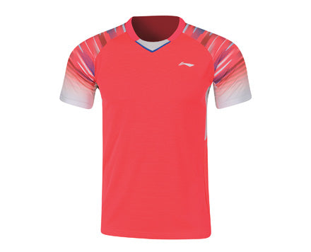 Li Ning Men's Badminton Shirt - Breathable Quick-Dry Performance Polo for Badminton & Tennis - Perfect for Sports & Casual Wear (Pink)