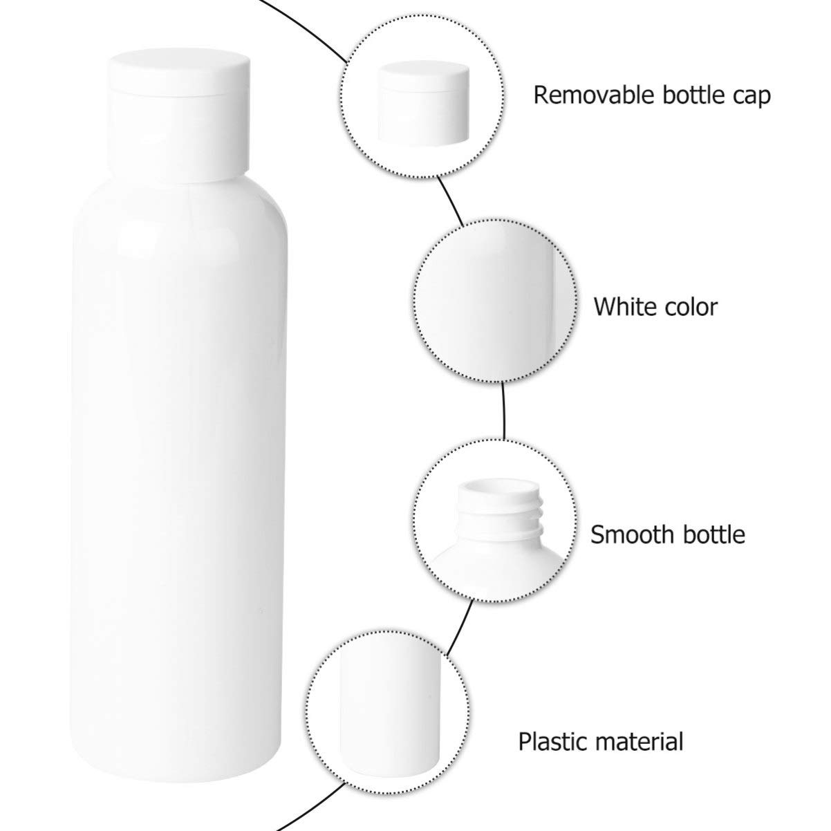 Beaupretty 5-Pack Plastic Squeeze Bottles - 200ml Travel-Sized Refillable Cosmetic Containers for Shampoo, Lotion & Toiletries | Leak-Proof Portable Bottles for Gym, Vacation & Daily Use