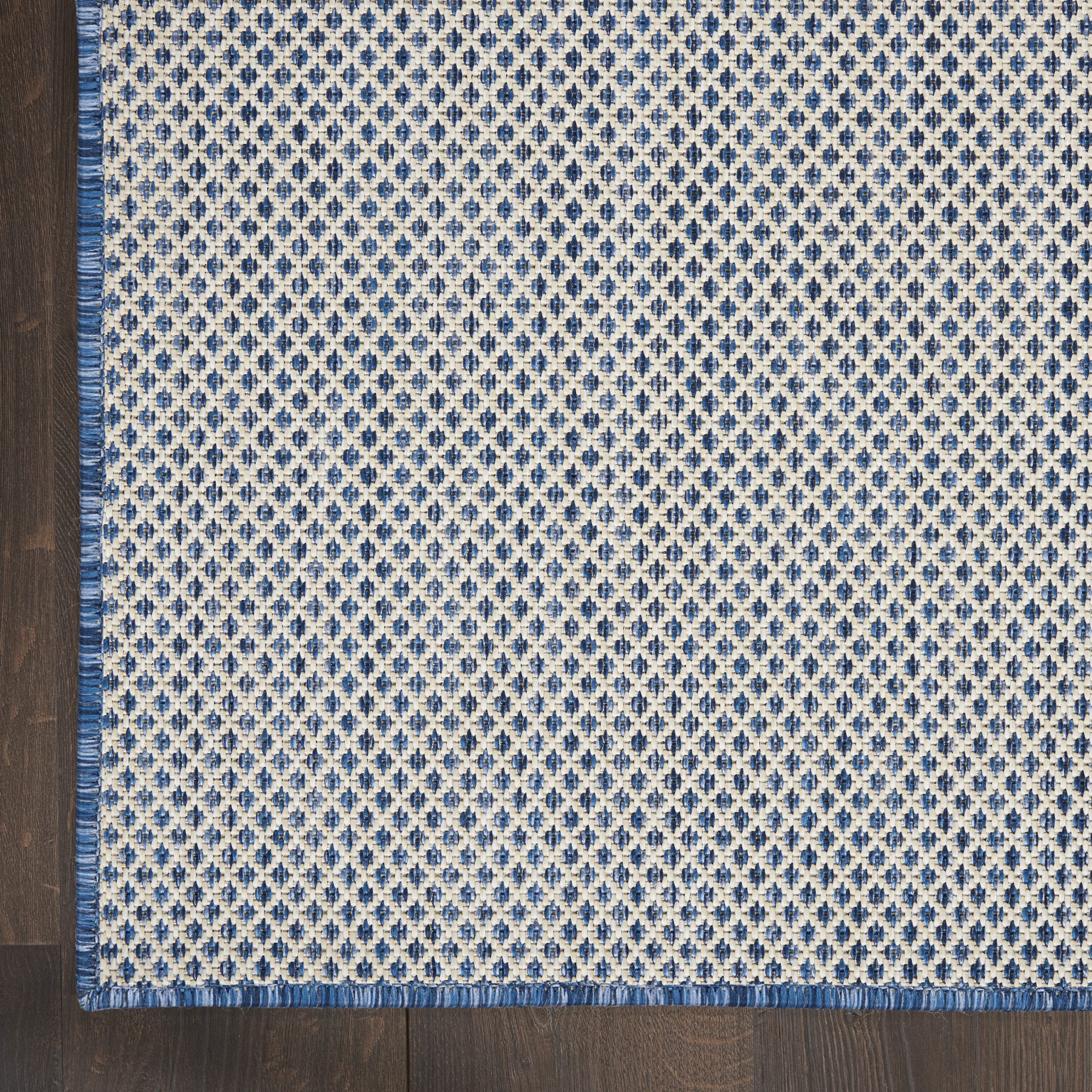 Nourison Courtyard 8' x 10' Indoor/Outdoor Area Rug - Ivory Blue Geometric Design, Easy to Clean, Non-Shedding - Perfect for Bedroom, Living Room, Dining Room, Deck, Patio & Backyard (8x10) | Durable & Stylish Home Decor for All Seasons