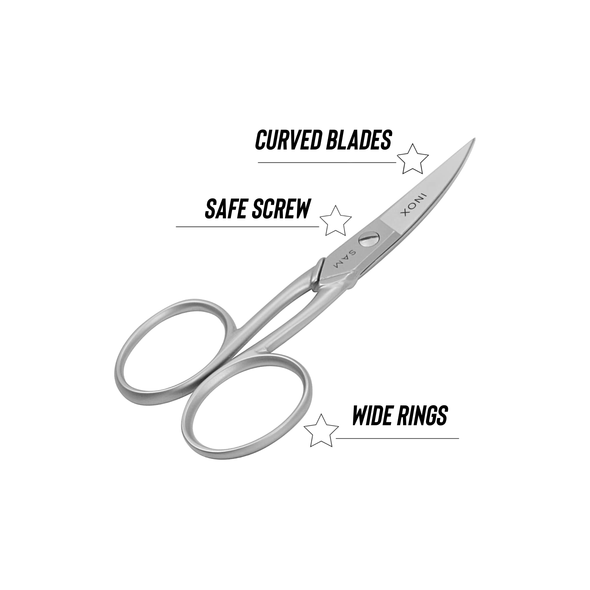 Professional SAM Curved Manicure Scissors - 9cm Stainless Steel Nail Clippers for Precise Trimming | Perfect for Home Salon, Travel & DIY Nail Care