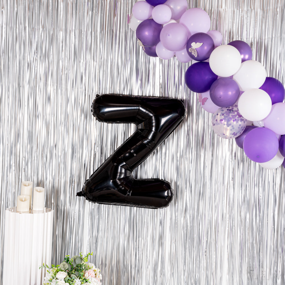 Black Mylar Letter Z Balloon - 40 Inch Large Foil Alphabet Balloon for Birthday Party Decorations, Graduation, Baby Shower & Special Events (1 Count Box)