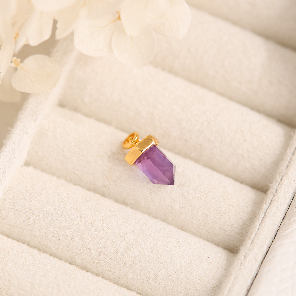 Elegant Drop Amethyst Crystal Gold Charm Pendant - Perfect for Necklaces, Bracelets & Jewelry Making | Spiritual Healing & Fashion Accessory