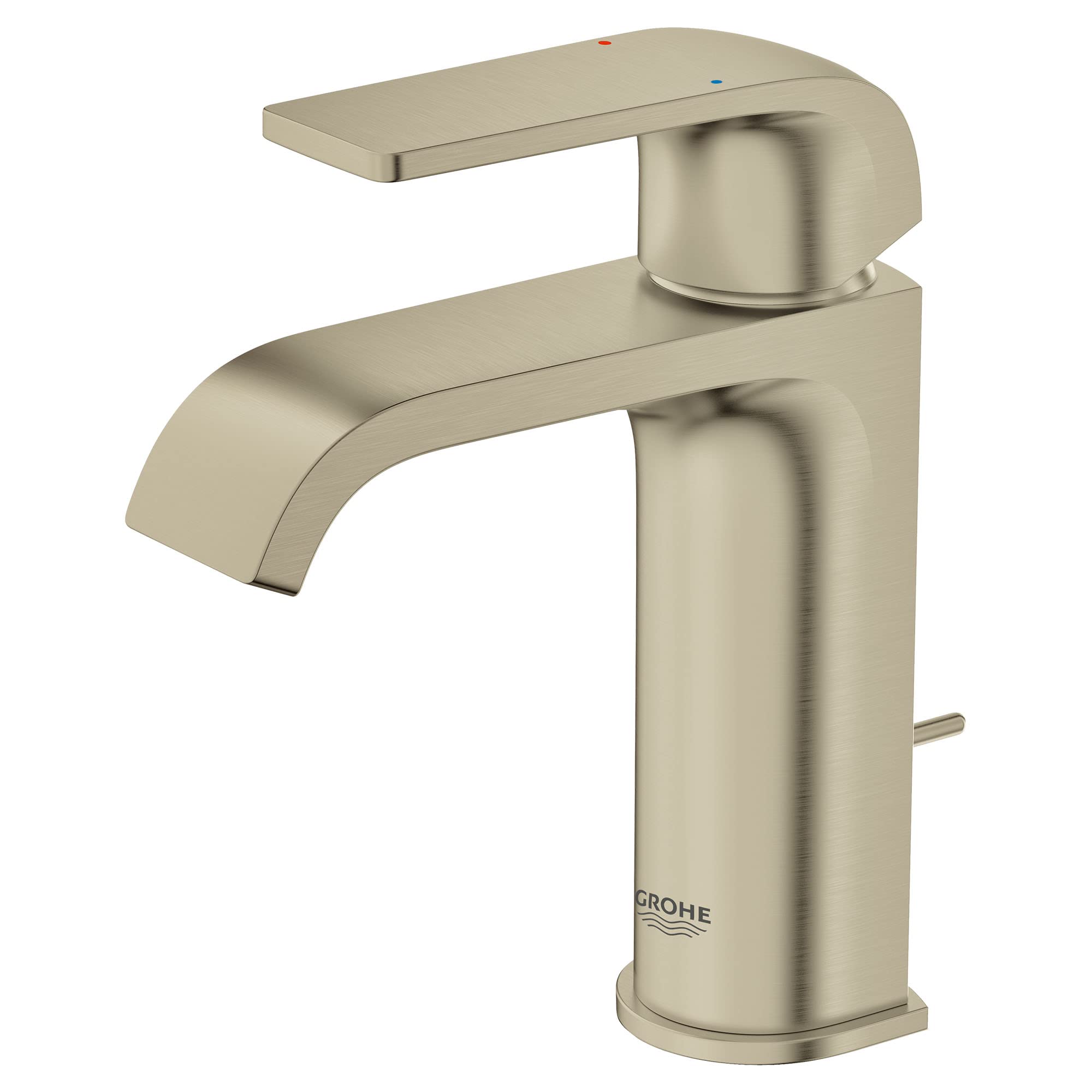 Grohe 23868EN0 Brushed Nickel Bathroom Sink Faucet - Modern Single Handle Waterfall Spout for Bathroom Vanity, Powder Room & Guest Bath (Easy Installation, Durable Finish)