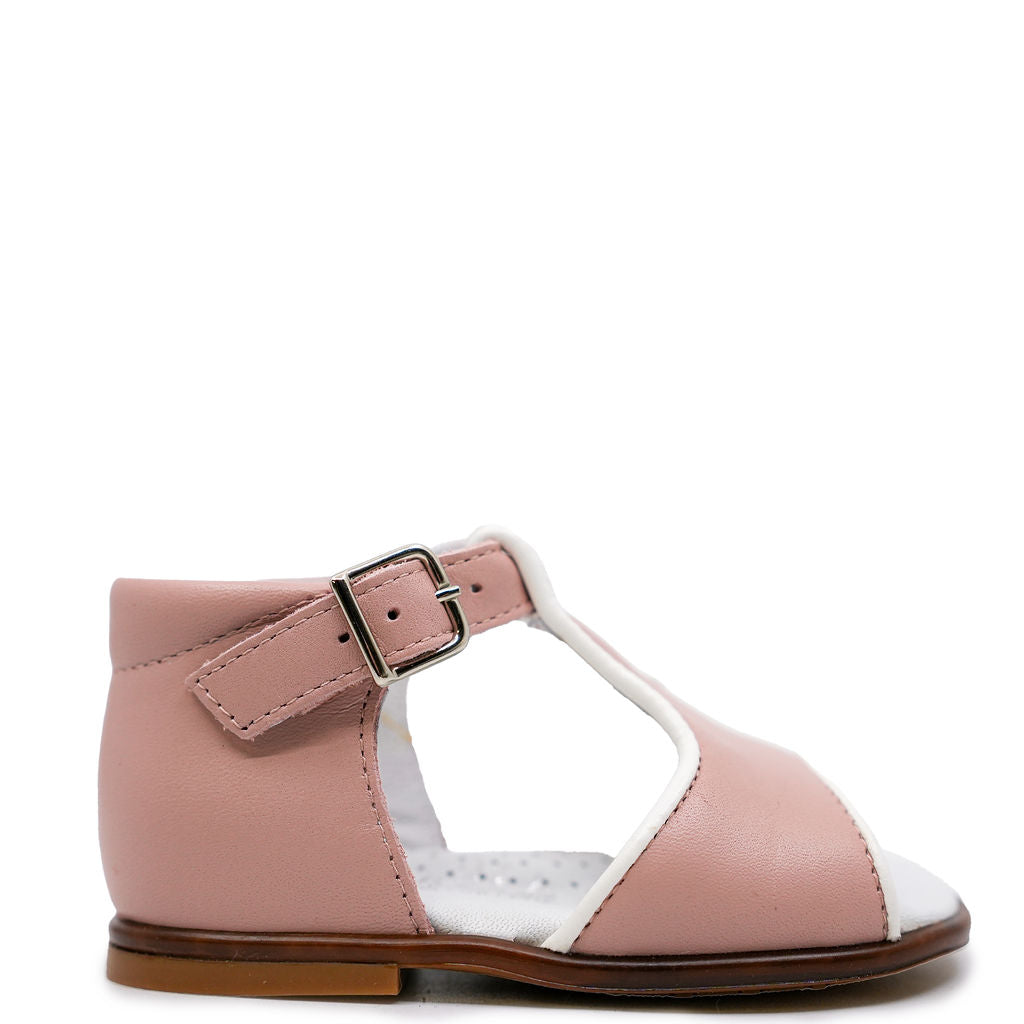 Beberlis Rose T-Strap Baby Sandals for Girls - Soft Leather First Walking Shoes - Cute & Comfortable for Summer Outfits, Beach, and Special Occasions