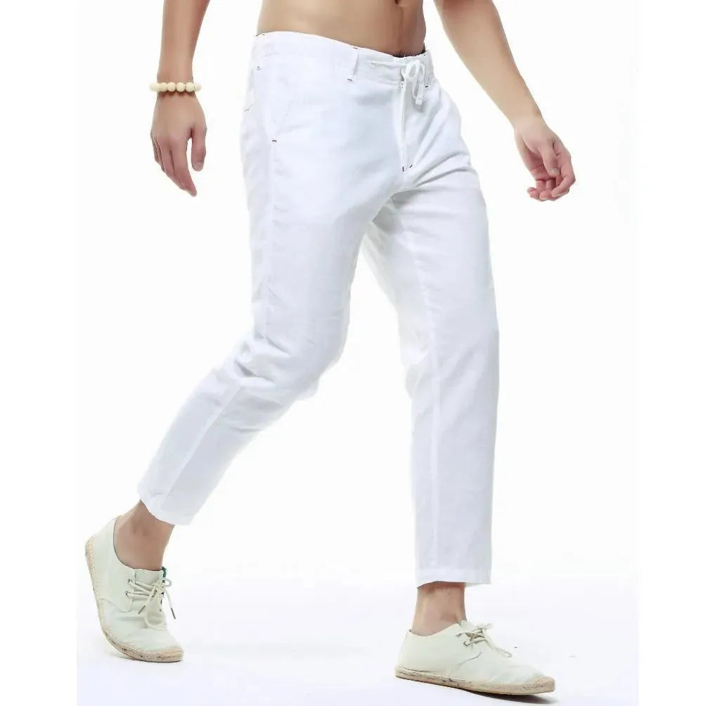 Men's Capri Linen Pants - Breathable Summer Shorts for Casual Wear, Beach & Travel