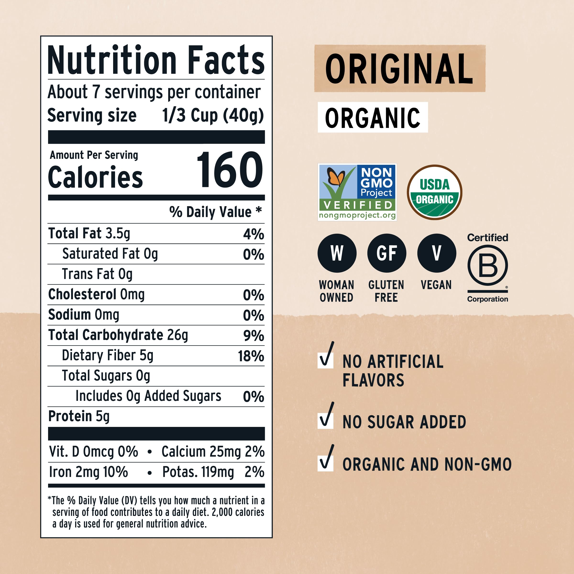 Purely Elizabeth Superfood Oats - Gluten-Free, Non-GMO Verified, Vegan Oatmeal with High Protein & Fiber | Original Flavor - 10oz | Perfect for Breakfast, Smoothie Bowls & Healthy Snacks