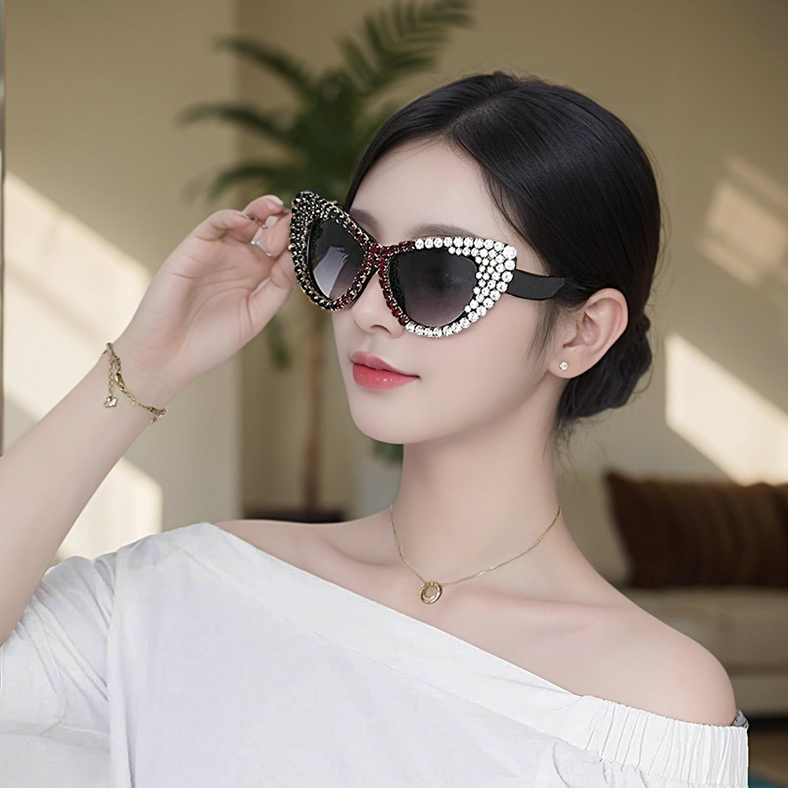 Cat Eye Sunglasses for Women - Vintage Rhinestone UV400 - Party & Fashion