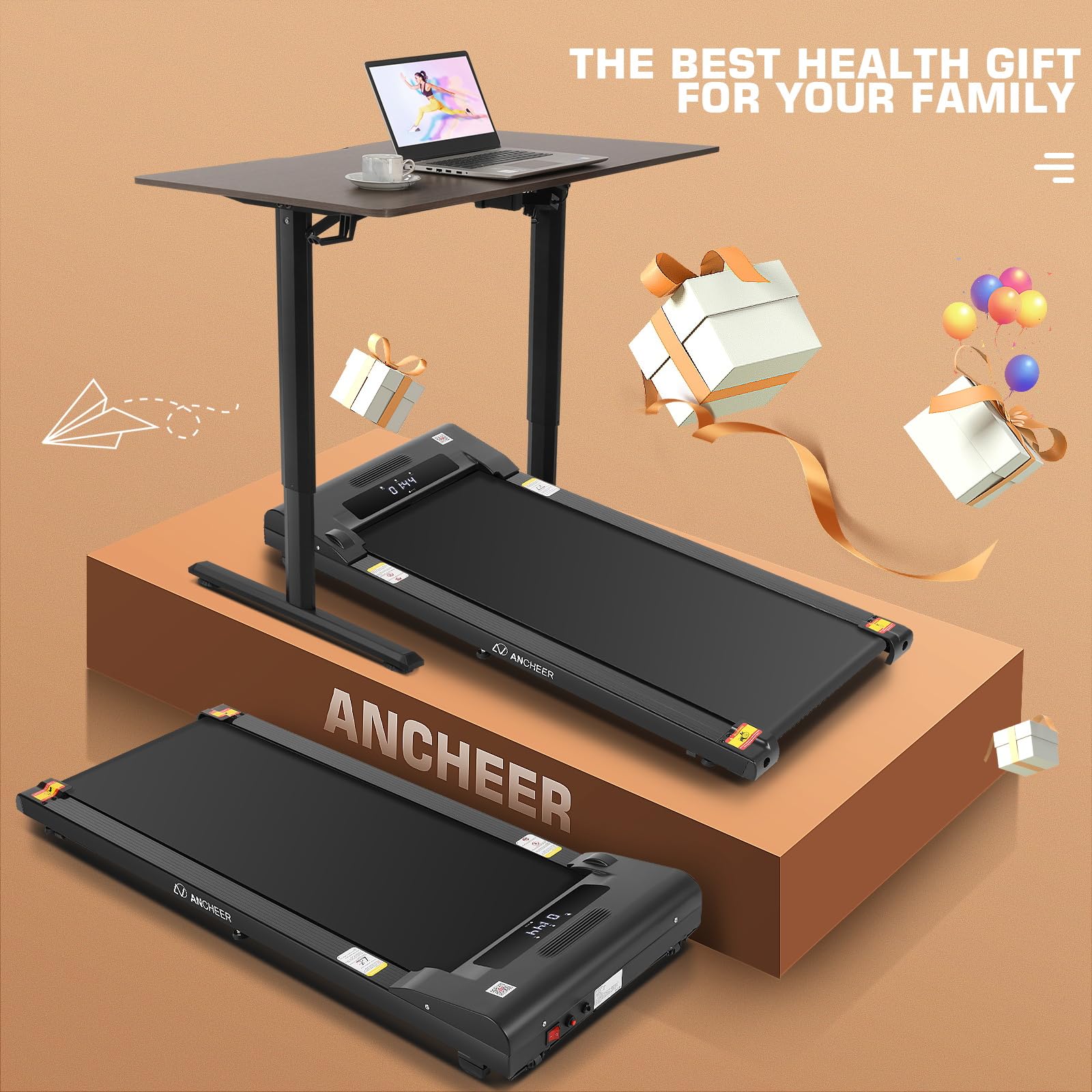 Under Desk Walking Pad Treadmill for Home Office - 2.5HP Portable Walking Machine with 300 lb Weight Capacity, Compact Jogging & Running Equipment with Remote Control & LED Display - Perfect for Small Spaces, Work from Home & Low-Impact Exercise