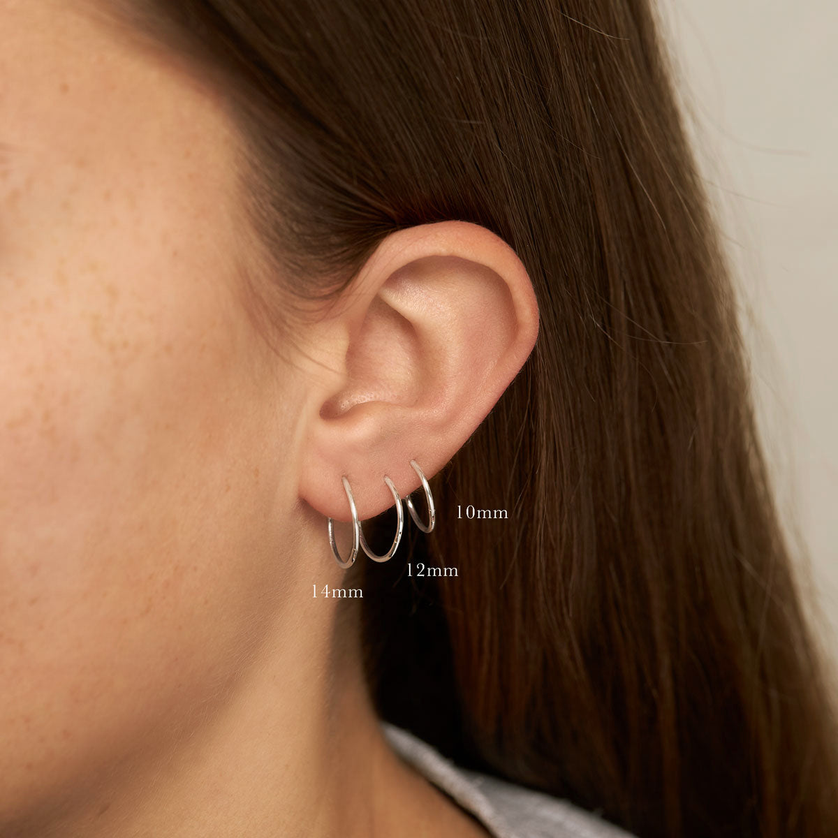 12mm Endless Silver Sleepers Earrings - Hypoallergenic Stainless Steel Hoops for Women, Perfect for Everyday Wear, Gifts & Special Occasions