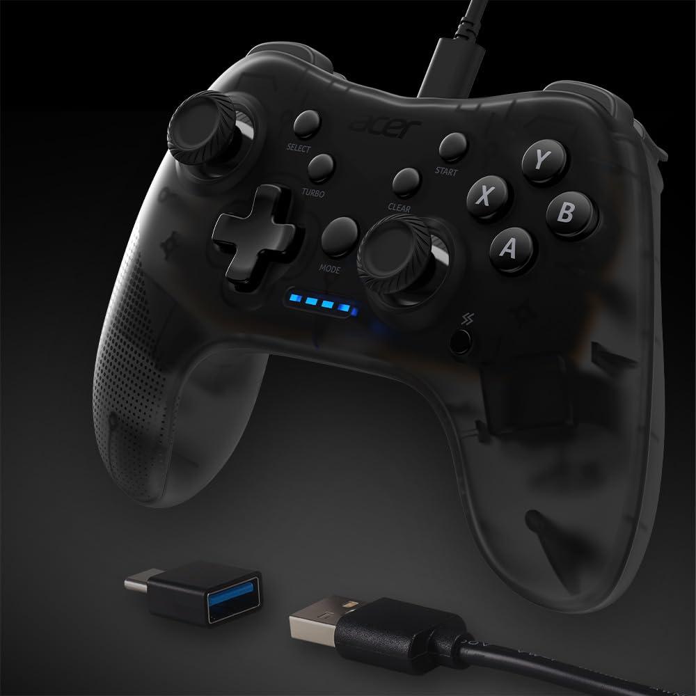 Acer GC501 Wired Gaming Controller for PC, PS4, Xbox - Ergonomic Design with Dual Vibration, Turbo Function | Perfect for FPS, Racing & Action Games