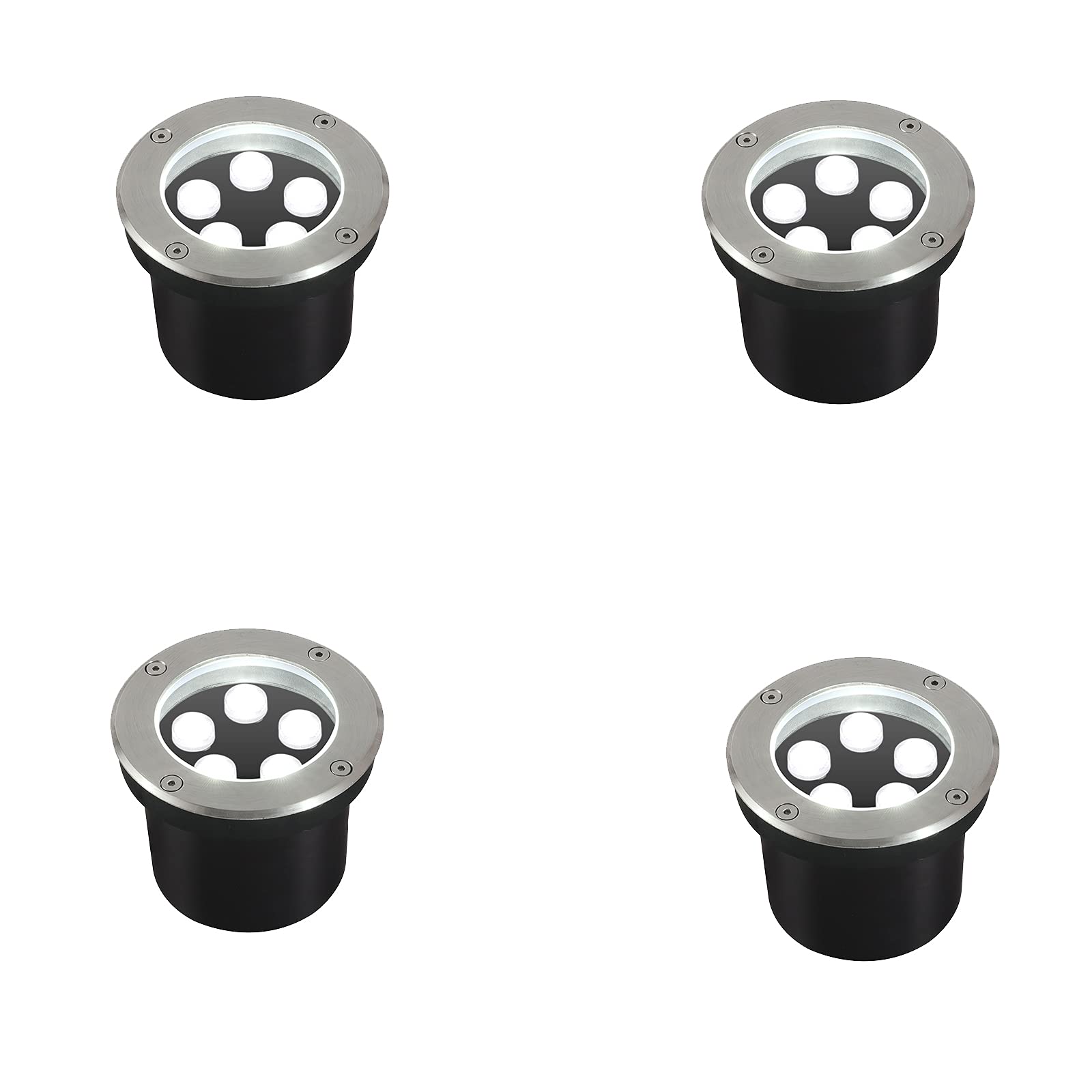 GXSTHY 5W LED Inground Landscape Lighting - 6000K White Outdoor Pathway Well Lights (110V-120V) - Waterproof Garden Lights for Driveway, Square, Yard - Pack of 4 - Perfect for Patio, Walkway & Garden Decor