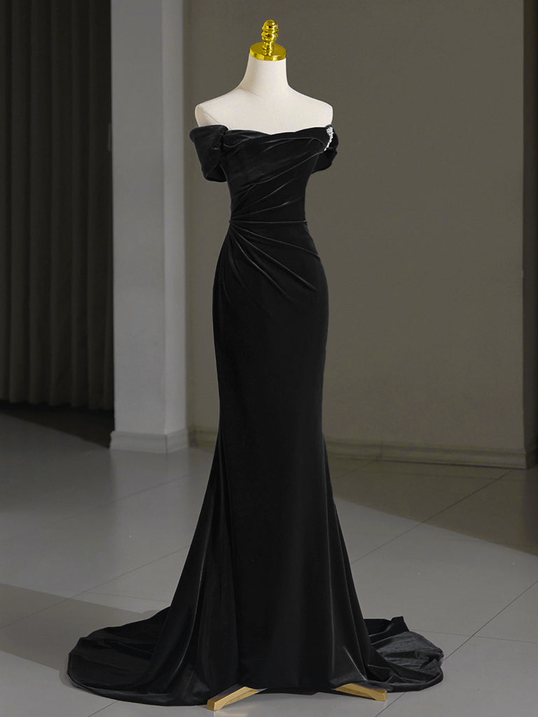 Elegant Mermaid Velvet Green Long Prom Dress for Women - Formal Evening Gown for Homecoming, Ball, Wedding & Special Occasions