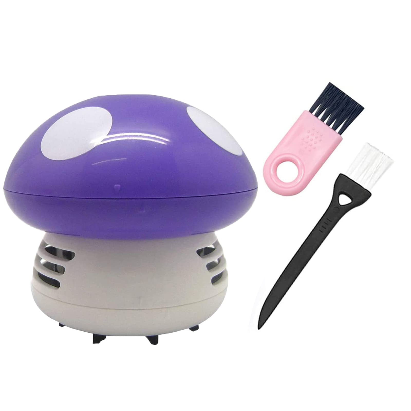 Mini Desktop Vacuum Cleaner - Cordless Portable Dust Buster for Laptop, Keyboard, Car & Office - Purple Mushroom Design - Perfect for Cleaning Crumbs, Pet Hair & Small Debris (Home, Office, Car Use)