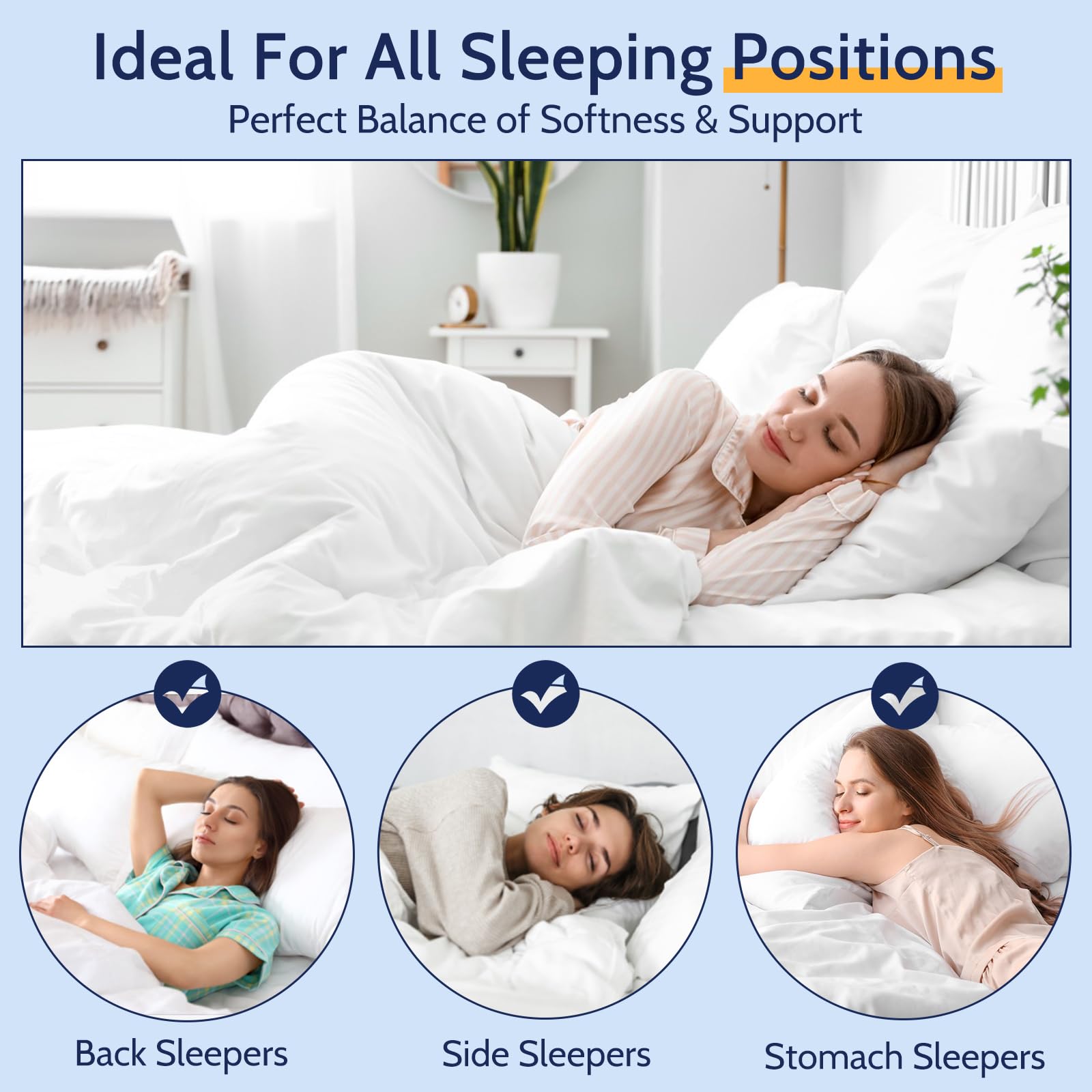 King Size Pillows Set of 2 - Luxury Hotel Quality Bed Pillows for Back, Stomach & Side Sleepers - Soft Down Alternative Support - Machine Washable - Perfect for Home, Hotel & Guest Room Comfort